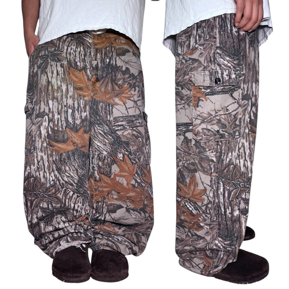 Y2k Camo BAGGY Fit Mens jeans 44x28 skater Wide Leg Type Realtree